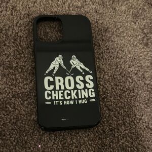 I phone 12 Black Hockey Themed Phone Case